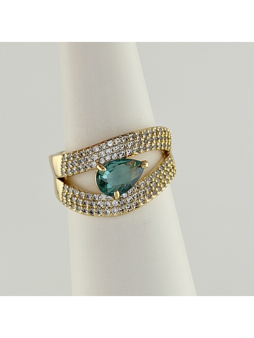 Bomb Party Ring Sz 9 "A Statement Glow" RG27005 Paraiba on Yellow Gold